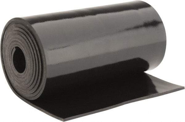 Made in USA - 1/8" Thick x 6" Wide x 5' Long Black Buna-N Rubber Roll - Stock Length, Plain Back, 50 Shore A Durometer, 2,500 psi Tensile Strength, -20°F to 170°F - A1 Tooling