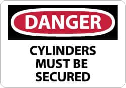 NMC - "Danger - Cylinders Must Be Secured", 10" Long x 14" Wide, Rigid Plastic Safety Sign - Rectangle, 0.05" Thick, Use for Accident Prevention - A1 Tooling