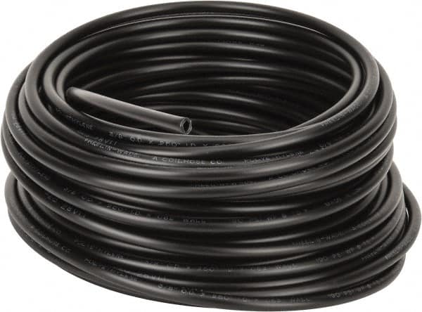 Coilhose Pneumatics - 1/4" ID x 3/8" OD, 100' Long, Polyethylene Tube - Black, 192 Max psi, -60 to 200°F - A1 Tooling