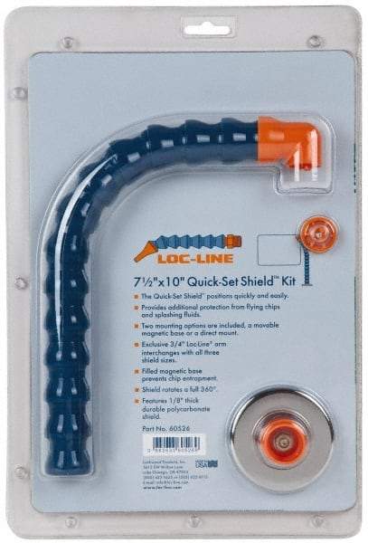 Loc-Line - Polycarbonate Flat Base & Shield - 7-1/2" Wide x 10" Long x 1/8" Thick, 14" Arm Reach, Magnetic/Bracket Base, For General Purpose Use - A1 Tooling