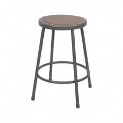 NPS - 24 Inch High, Stationary Fixed Height Stool - Hardboard Seat, Gray and Brown - A1 Tooling