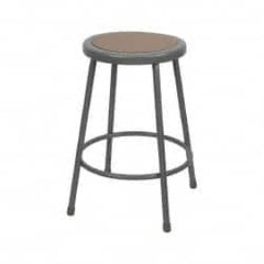 NPS - 24 Inch High, Stationary Fixed Height Stool - Hardboard Seat, Gray and Brown - A1 Tooling