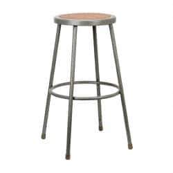 NPS - 30 Inch High, Stationary Fixed Height Stool - Hardboard Seat, Gray and Brown - A1 Tooling