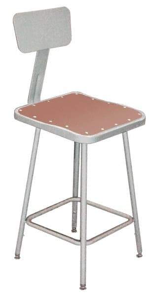 NPS - 24 to 32 Inch High, Stationary Adjustable Height Stool - Hardboard Seat, Gray - A1 Tooling