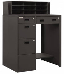 Durham - 4 Drawer Deluxe Shop Desk - 39 Inch Wide x 28-3/4 Inch Deep x 55-1/2 Inch High, Gray - A1 Tooling