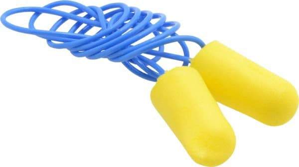 3M - Disposable, Corded, 32 dB Earplugs - Yellow, 200 Pairs - A1 Tooling