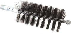 Schaefer Brush - 4-1/2" Brush Length, 2-1/4" Diam, Double Stem, Single Spiral Flue Brush - 7-1/2" Long, Tempered Steel Wire, 1/4" NPSM Male Connection - A1 Tooling