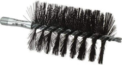 Schaefer Brush - 4-1/2" Brush Length, 3" Diam, Double Stem, Single Spiral Flue Brush - 7-1/2" Long, Tempered Steel Wire, 1/4" NPSM Male Connection - A1 Tooling