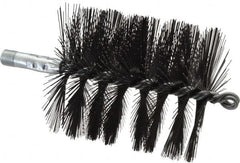 Schaefer Brush - 4-1/2" Brush Length, 4" Diam, Double Stem, Single Spiral Flue Brush - 7-1/2" Long, Tempered Steel Wire, 1/4" NPSM Male Connection - A1 Tooling