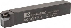 Kennametal - SCGC, Right Hand Cut, 0° Lead Angle, 5/8" Shank Height x 5/8" Shank Width, Neutral Rake Indexable Turning Toolholder - 4" OAL, CP..32.5. Insert Compatibility, Series Screw-On - A1 Tooling