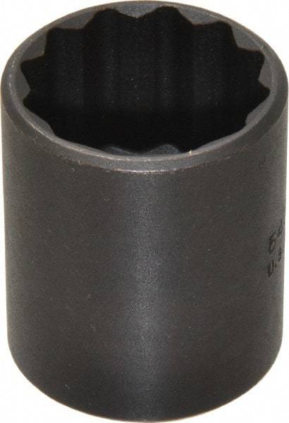 Proto - 1", 1/2" Drive, Standard Hand Socket - 12 Points, 1-9/16" OAL, Alloy Steel, Black Finish - A1 Tooling