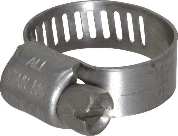 IDEAL TRIDON - SAE Size 5, 5/16 to 11/16" Diam, Stainless Steel Miniature Worm Drive Clamp - 5/16" Wide, Material Grade 301, Series 350 - A1 Tooling