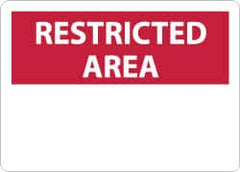 NMC - "Restricted Area", 10" Long x 14" Wide, Aluminum Safety Sign - Rectangle, 0.04" Thick, Use for Security & Admittance - A1 Tooling