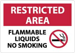 NMC - "Restricted Area - Flammable Liquids - No Smoking", 10" Long x 14" Wide, Aluminum Safety Sign - Rectangle, 0.04" Thick, Use for Hazardous Materials - A1 Tooling