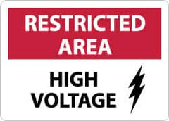 NMC - "Restricted Area - High Voltage", 10" Long x 14" Wide, Aluminum Safety Sign - Rectangle, 0.04" Thick, Use for Accident Prevention - A1 Tooling