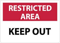 NMC - "Restricted Area - Keep Out", 10" Long x 14" Wide, Aluminum Safety Sign - Rectangle, 0.04" Thick, Use for Security & Admittance - A1 Tooling