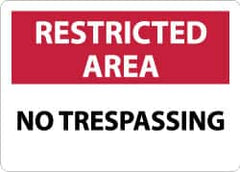 NMC - "Restricted Area - No Trespassing", 10" Long x 14" Wide, Aluminum Safety Sign - Rectangle, 0.04" Thick, Use for Security & Admittance - A1 Tooling