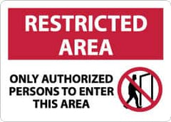 NMC - "Restricted Area - Only Authorized Persons to Enter This Area", 10" Long x 14" Wide, Aluminum Safety Sign - Rectangle, 0.04" Thick, Use for Security & Admittance - A1 Tooling