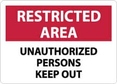 NMC - "Restricted Area - Unauthorized Persons Keep Out", 10" Long x 14" Wide, Aluminum Safety Sign - Rectangle, 0.04" Thick, Use for Security & Admittance - A1 Tooling