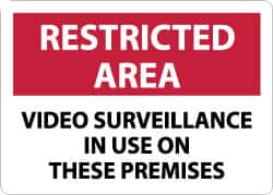 NMC - "Restricted Area - Video Surveillance in Use on These Premises", 10" Long x 14" Wide, Aluminum Safety Sign - Rectangle, 0.04" Thick, Use for Security & Admittance - A1 Tooling