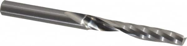 Onsrud - 1/4" Cutting Diam x 1-1/2" Length of Cut, 1 Flute, Upcut Spiral Router Bit - Uncoated, Right Hand Cut, Solid Carbide, 3" OAL x 1/4" Shank Diam, Single Edge, 21° Helix Angle - A1 Tooling