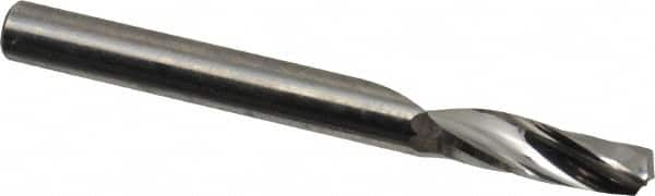 Onsrud - 3/16" Cutting Diam x 5/8" Length of Cut, 1 Flute, Upcut Spiral Router Bit - Uncoated, Right Hand Cut, Solid Carbide, 2" OAL x 3/16" Shank Diam, Single Edge, 21° Helix Angle - A1 Tooling