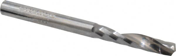 Onsrud - 1/4" Cutting Diam x 1-1/4" Length of Cut, 1 Flute, Upcut Spiral Router Bit - Uncoated, Right Hand Cut, Solid Carbide, 3" OAL x 1/4" Shank Diam, Single Edge - A1 Tooling