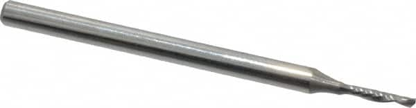 Onsrud - 1/16" Cutting Diam x 1/4" Length of Cut, 1 Flute, Downcut Spiral Router Bit - Uncoated, Right Hand Cut, Solid Carbide, 2" OAL x 1/8" Shank Diam, Single Edge, 21° Helix Angle - A1 Tooling