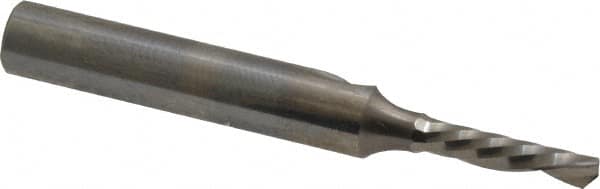 Onsrud - 1/8" Cutting Diam x 1/2" Length of Cut, 1 Flute, Downcut Spiral Router Bit - Uncoated, Right Hand Cut, Solid Carbide, 2" OAL x 1/4" Shank Diam, Single Edge, 21° Helix Angle - A1 Tooling