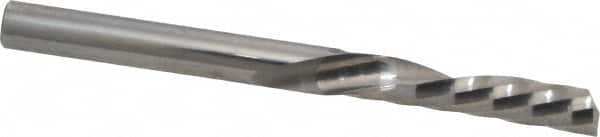 Onsrud - 1/4" Cutting Diam x 1-1/4" Length of Cut, 1 Flute, Downcut Spiral Router Bit - Uncoated, Right Hand Cut, Solid Carbide, 3" OAL x 1/4" Shank Diam, Single Edge, 21° Helix Angle - A1 Tooling