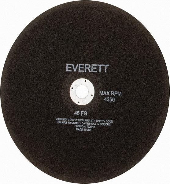 Everett - 14" Aluminum Oxide Cutoff Wheel - 1/8" Thick, 1" Arbor, Use with Gas Powered Saws - A1 Tooling