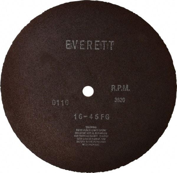 Everett - 16" Aluminum Oxide Cutoff Wheel - 5/32" Thick, 1" Arbor, Use with Gas Powered Saws - A1 Tooling