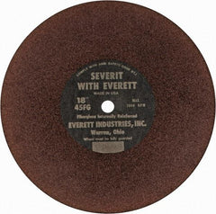 Everett - 18" Aluminum Oxide Cutoff Wheel - 3/16" Thick, 1" Arbor, Use with Gas Powered Saws - A1 Tooling