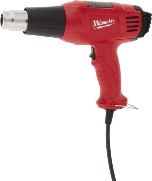 Milwaukee Tool - 140 to 1,040°F Heat Setting, 14.8 CFM Air Flow, Heat Gun - 120 Volts, 11.6 Amps, 1,400 Watts, 10.13' Cord Length - A1 Tooling