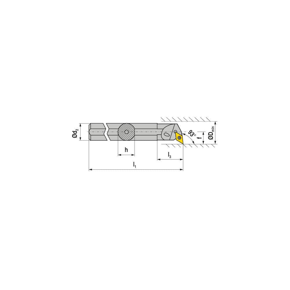 Indexable Boring Bar:  A10R SDUCL 2,  93.00&deg N/A Steel 8.0000″ OAL,  Screw Clamping,