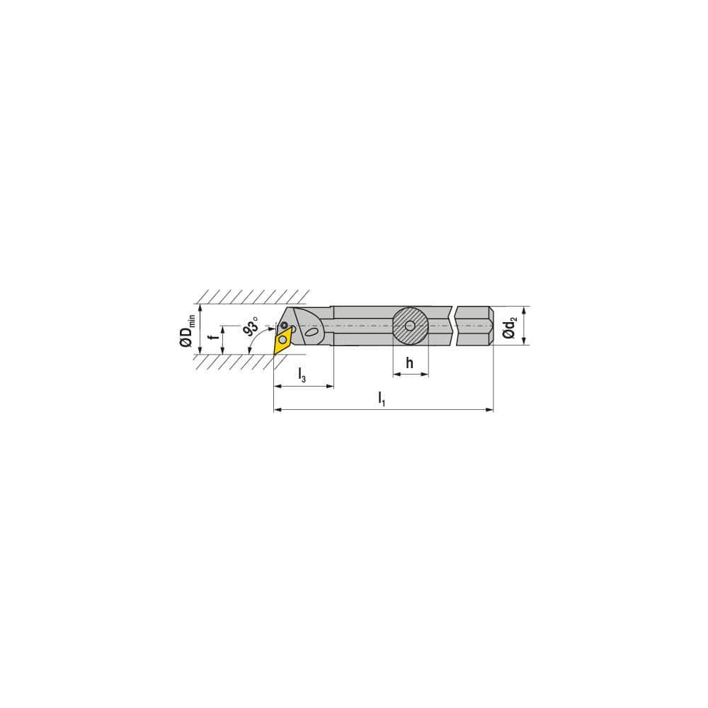 Indexable Boring Bar:  E-A25R PDUNR 11,  31.00 mm Min Bore,  25.00 mm Shank Dia,  93.00&deg N/A Solid Carbide 200.0000″ OAL,  Lever Clamp,