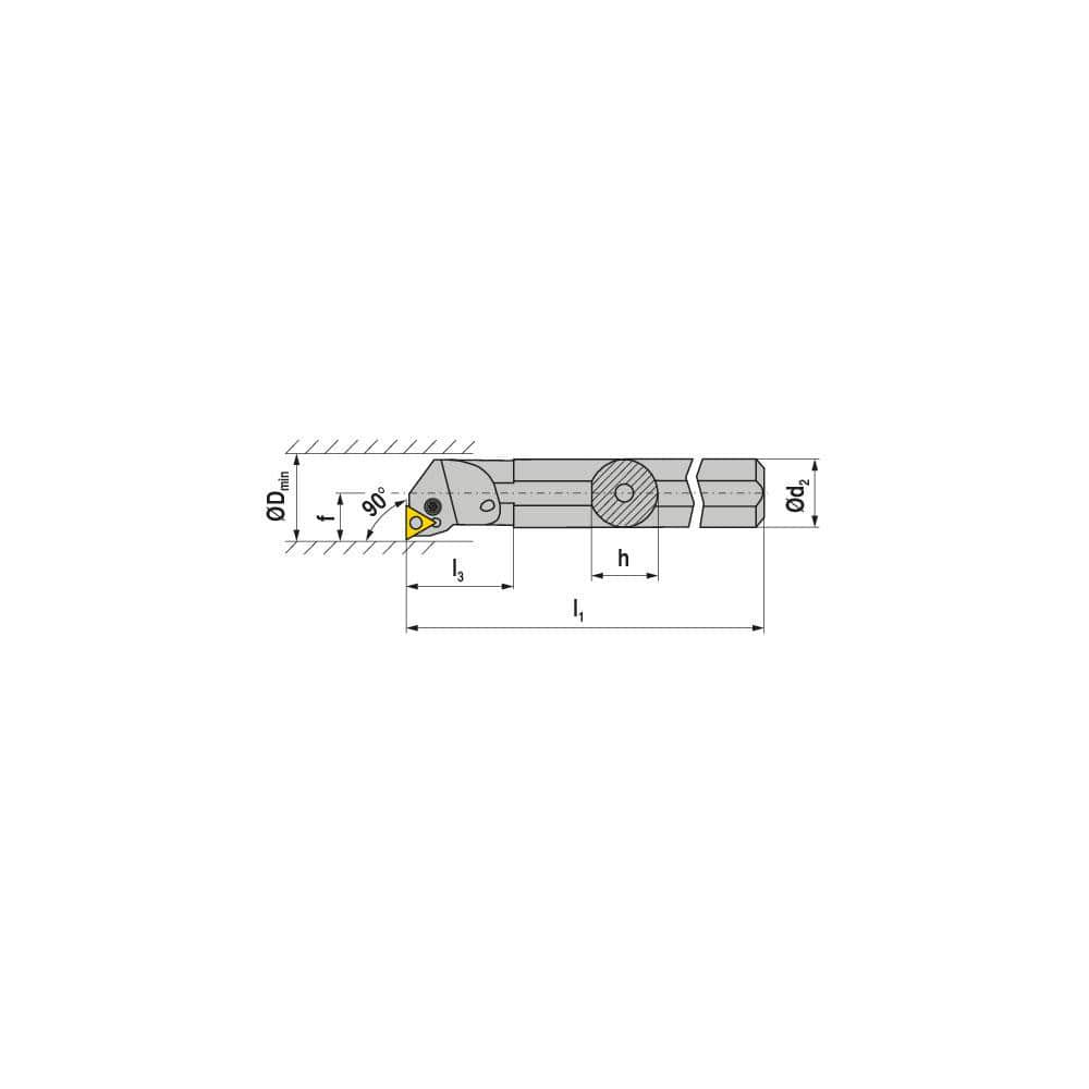 Indexable Boring Bar:  A16M PTFNR 11,  20.00 mm Min Bore,  16.00 mm Shank Dia,  90.00&deg N/A Steel 150.0000″ OAL,  Lever Clamp,