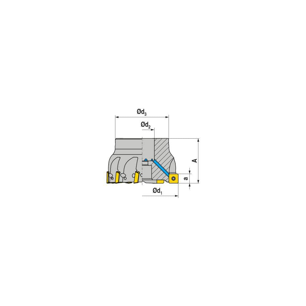 Indexable Square-Shoulder Face Mill:  A490.40.R.05-09,  16.0000″ Arbor Hole Dia, Uses  5,  SD.. 09T3.. Inserts,  Through Coolant,  Series  A490-09