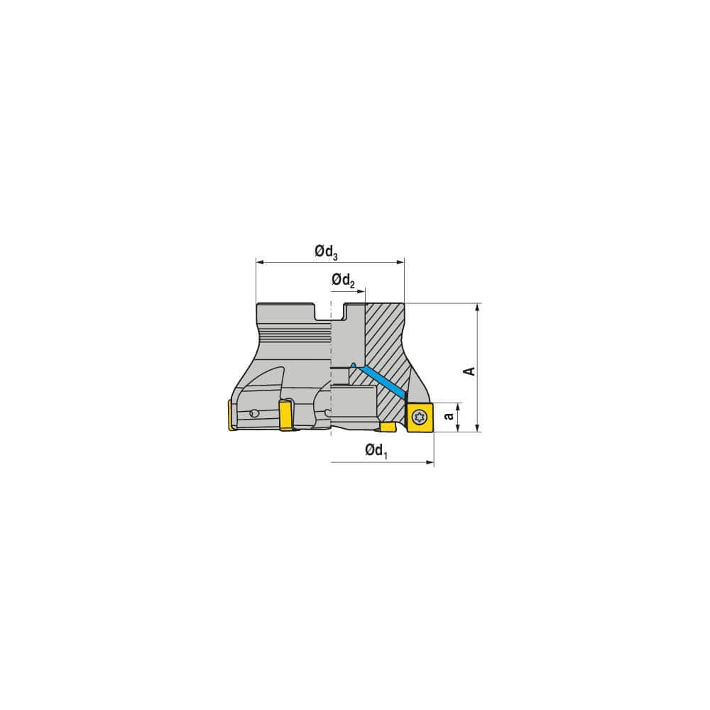 Indexable Square-Shoulder Face Mill:  A491.80.R.08-12,  27.0000″ Arbor Hole Dia, Uses  8,  SNHU 1204 Inserts,  Through Coolant,  Series  A491-12