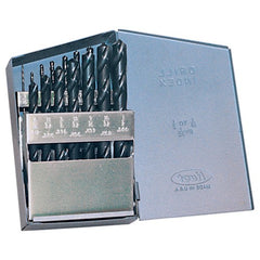 ‎1/16-1/2 RHS / RHC HSS 135 Degree Split Point Heavy Duty Jobber Length Drill Set - Steam Oxide - Exact Industrial Supply