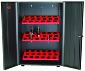 Wall Tree Locker - Holds 10 Pcs. HSK100A Taper - Textured Black with Red Shelves - A1 Tooling