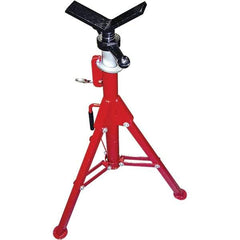 Rothenberger - 1/2" to 8" Pipe Capacity, Portable Folding Vee-Head Stand - 27" to 50" High, 2,500 Lb Capacity - A1 Tooling