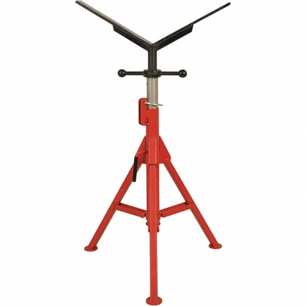 Rothenberger - 1/2" to 16" Pipe Capacity, Portable Folding Vee-Head Stand - 27" to 50" High, 2,500 Lb Capacity - A1 Tooling