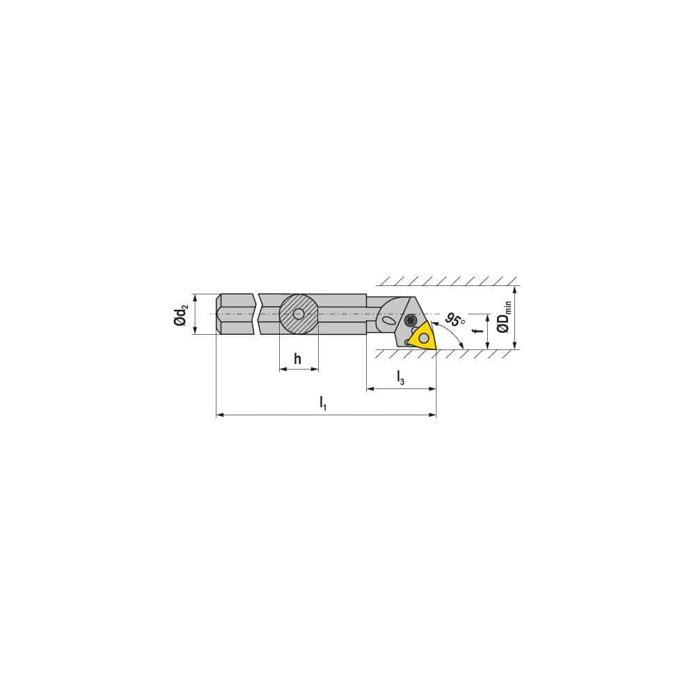 Indexable Boring Bar:  A32S PWLNL 08,  40.00 mm Min Bore,  32.00 mm Shank Dia,  95.00&deg N/A Steel 250.0000″ OAL,  Lever Clamp,