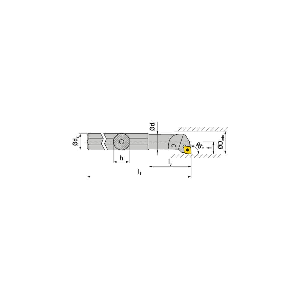 Indexable Boring Bar:  E-A1216M SCLCL 06,  18.00 mm Min Bore,  16.00 mm Shank Dia,  95.00&deg N/A Solid Carbide 150.0000″ OAL,  Screw Clamping,