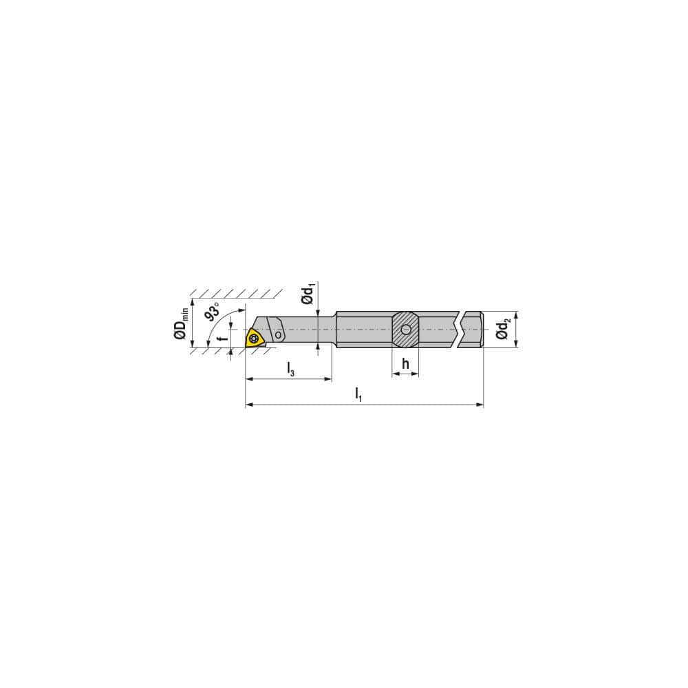 Indexable Boring Bar:  EA0508HE0608H SWUCR02,  7.80 mm Min Bore,  8.00 mm Shank Dia,  93.00&deg N/A Solid Carbide 100.0000″ OAL,  Screw Clamping,