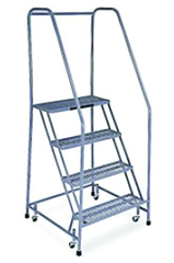 Model 1000; 4 Steps; 30 x 31'' Base Size - Steel Mobile Platform Ladder - A1 Tooling