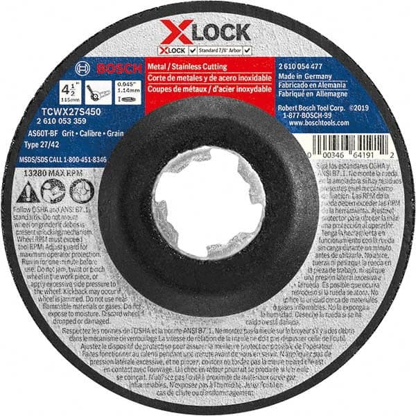 Bosch - Cutoff Wheels Tool Compatibility: GWX10-45DE, GWX10-45E, GWX10-45PE, GWX13-50, GWX13-50VSP,GWX18V-50PCN Wheel Diameter (Inch): 4-1/2 - A1 Tooling