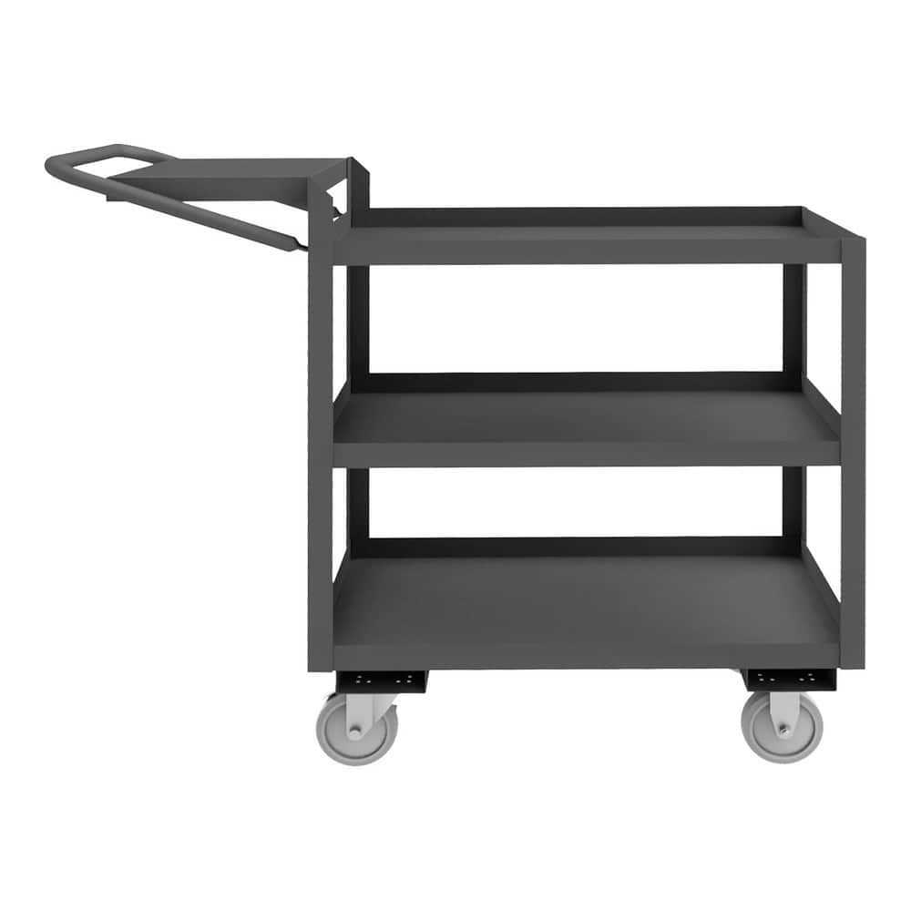 Order Picking Utility Cart: Steel, Gray Swivel, Polyurethane Wheels, Side Brake