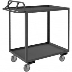 Service Utility Cart: Gray Gray, Polyurethane Casters, 2 Shelves